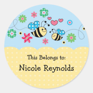 Redonda Bee Pegatina