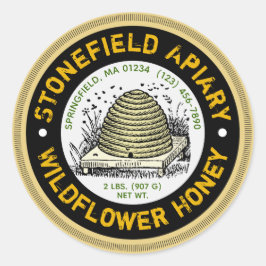 Redonda Beehive Apiary Name Light Amber Honey Jar Pegatina