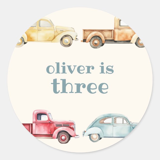 Redonda Beep Beep Beep Birday Pegatina (Anverso)