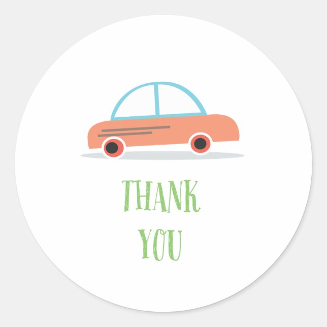 Redonda Beep Honk Niño cumpleaños de pegatina de la fiesta (Anverso)