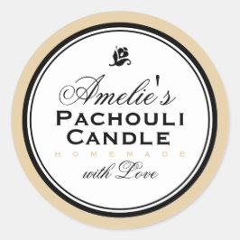 REDONDA BEIGE DE VINTAGE MODERNO | PEGATINA PERSONALIZADO