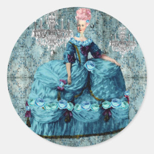 Redonda Bella Blue Marie Antoinette Pegatina Seal