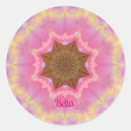 Redonda BELLA ~ Bonito en pegatina rosa personalizado