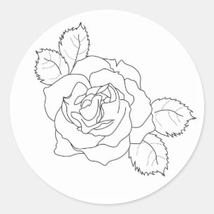 Redonda Belleza Clara: Pegatina de Rosa de Arte de Línea