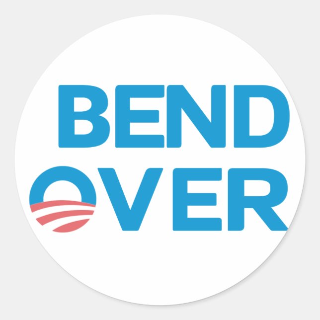 Redonda Bend Over - Pegatina Anti Obama (Anverso)