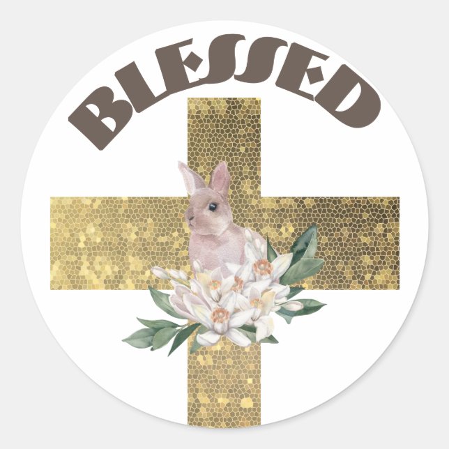 Redonda Bendito pegatina redondo clásico (Anverso)