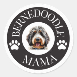 Redonda Bernedoodle Mama Pegatina