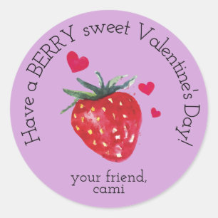 Redonda Berry Sweet Strawberry Valentine Pegatina