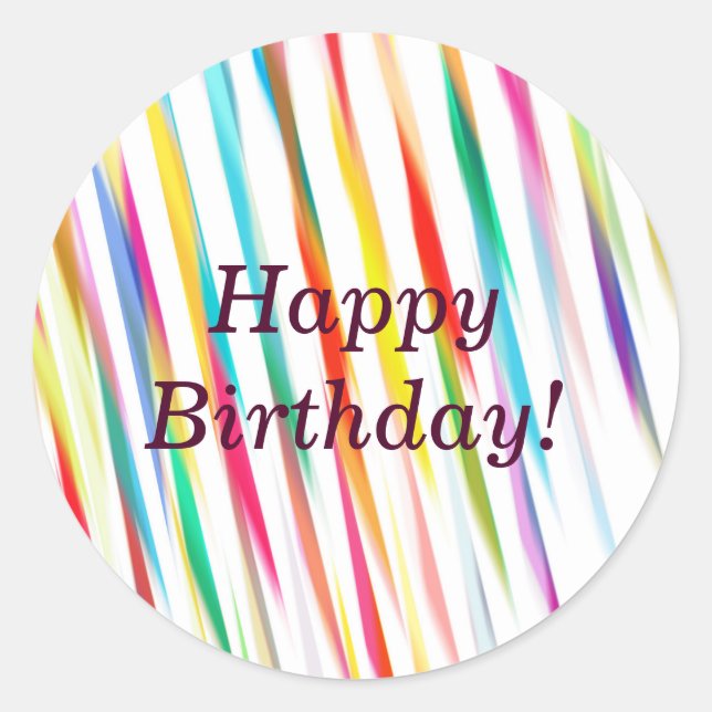 Redonda Besos arcoiris - feliz Pegatina de cumpleaños (Anverso)