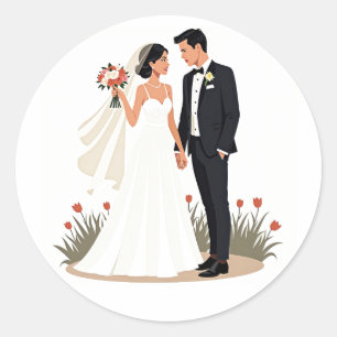 Redonda Betrothed Bliss - Boda Pegatina Pareja
