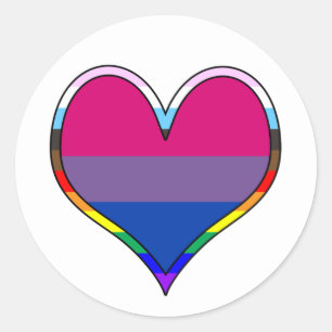 Redonda Bi Pride Heart Classic Round Pegatina