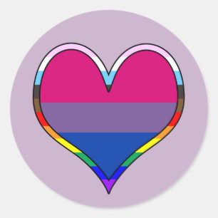 Redonda Bi Pride Heart Classic Round Pegatina