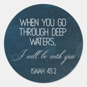 Redonda Biblia Verse Isaiah Pegatina redondo azul