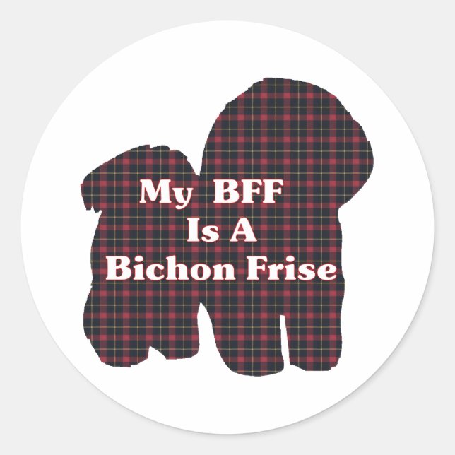 Redonda Bichon Frise BFF Pegatina (Anverso)