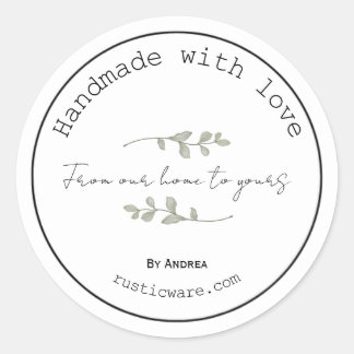 Redonda Bienes caseros pegatina minimalista rústico