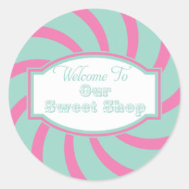 Redonda Bienvenidos a nuestra tienda de dulces Pegatina