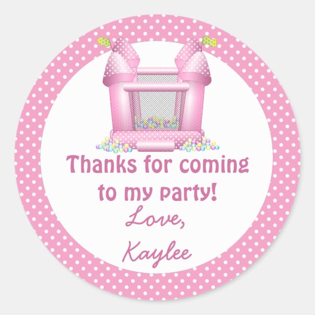 Redonda Big Bouncy Bonza House Birthday Gracias Pegatina (Anverso)