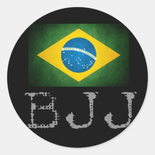 Redonda BJJ Brasileño Jiu Jitsu Pegatina de la bandera