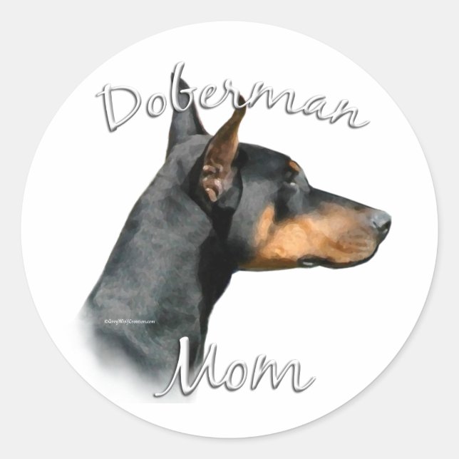 Redonda Black Doberman Mom - Pegatina (Anverso)