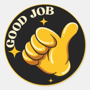 Redonda Black Gold Thumbs up Good Job Pegatina