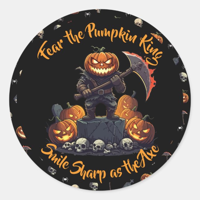 Redonda 🖤 Black Pumpkin King Halloween Pegatina 🎃 (Anverso)