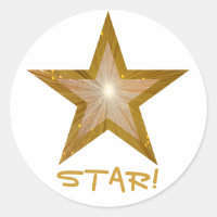 Blanco pegatina redondo estrella dorada