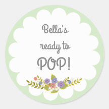 Blanco verde listo para POP Pegatina Baby Shower