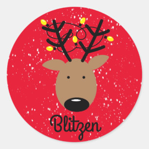 Redonda Blitzen Reindeer Classic Round Pegatina