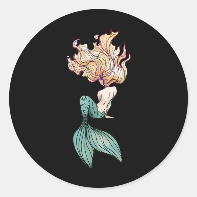 Redonda Blonde Mermaid Pegatina (Anverso)