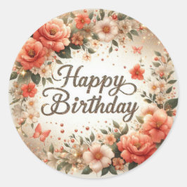 Redonda Blossom Birthday Wings pegatina