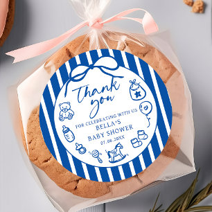 Redonda Blue Ciao Baby Pegatina italiano de Baby Shower