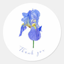 Blue Iris Gracias a Classic Round Pegatina