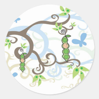 Redonda Blue Pea En Un Pegatina Baby Shower De Pod Garden