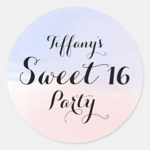 Redonda Blue Pink Pastel Ombre Sweet 16 Pegatina