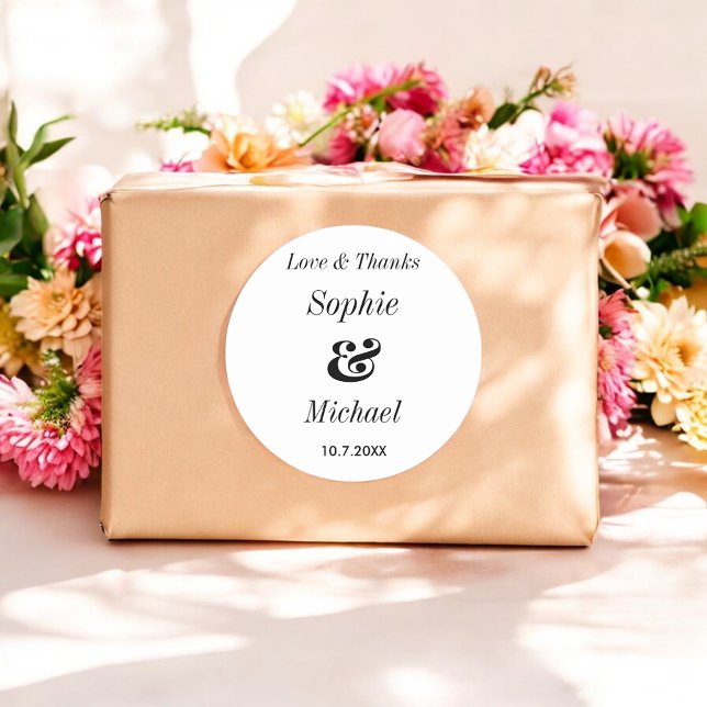 Redonda Boda blanco negro Pegatina de novia de Groom (Subido por el creador)