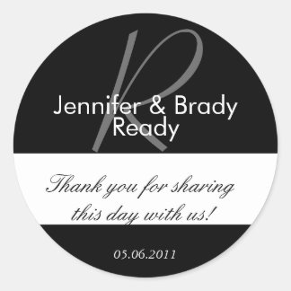Redonda Boda Bride & Groom Gracias Por Favor Pegatina