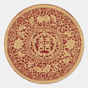 Redonda Boda chino doble pegatina de felicidad