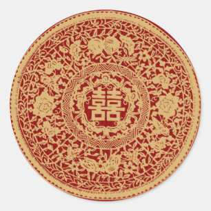 Redonda Boda chino doble pegatina de felicidad