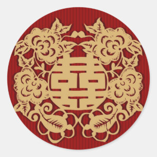 Redonda Boda chino (v7) Pegatina de doble felicidad