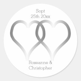 Redonda Boda Clásico Pegatina Redondo Corazones Plateados