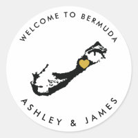 Boda de Bermudas, Pegatina de bienvenida para caja