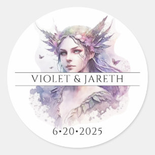Redonda Boda de hadas encantado Pegatina redondo clásico