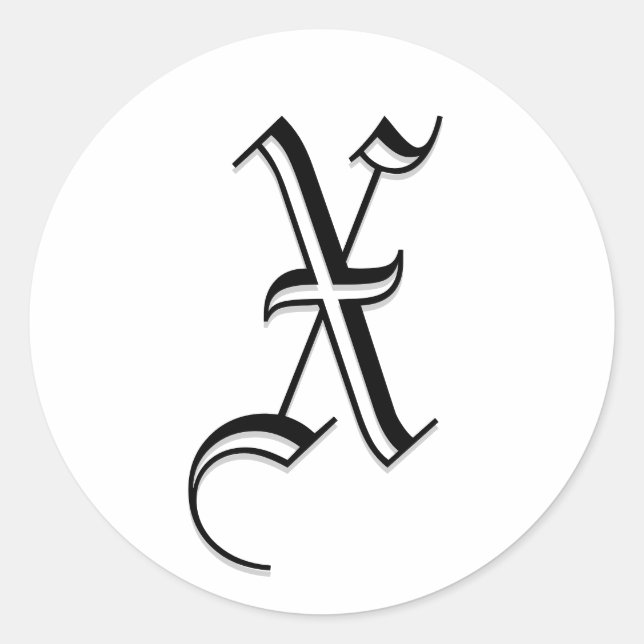 Redonda Boda de monograma Pegatina de Enevelope "X" (Anverso)