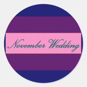 Redonda "Boda de noviembre" Pegatina elegante - personaliz