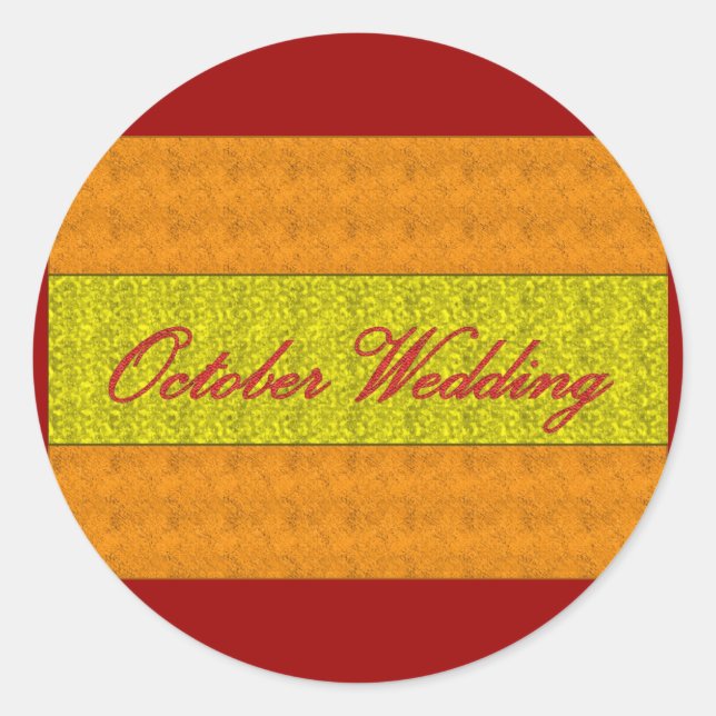 Redonda boda de octubre Pegatina elegante (Anverso)