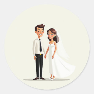 Redonda Boda de parejas felices promete Pegatina