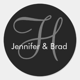 Redonda Boda de personalizable Pegatina Monograma Bride Gr