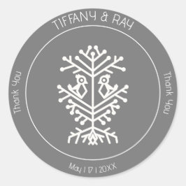 Redonda Boda del árbol de la vida gracias Pegatina