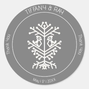 Redonda Boda del árbol de la vida gracias Pegatina