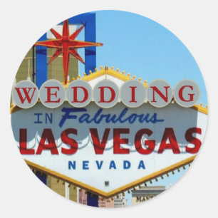 Redonda BODA EN FABULOSO Pegatina DE LAS VEGAS